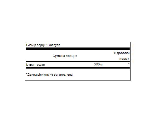 Купить L-Tryptophan 500 mg - 60 Caps, фото , изображение 2, характеристики, отзывы