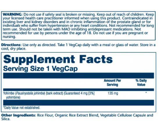 Купить Guaranteed Potency Yohimbe Bark Extract - 60 caps, фото , изображение 2, характеристики, отзывы