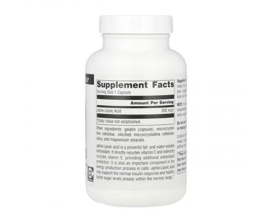 Купить Alpha Lipoic Acid 300 mg - 120 caps, фото , изображение 2, характеристики, отзывы