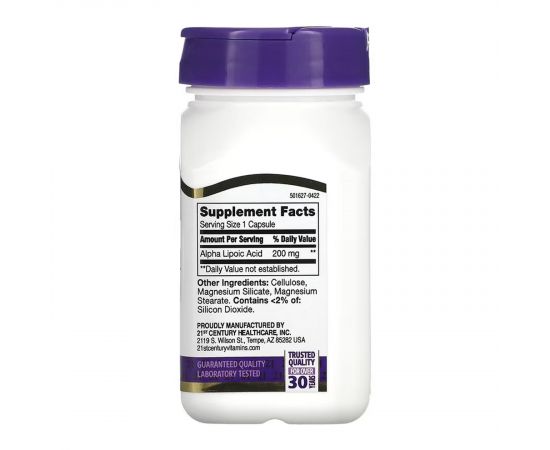 Придбати Alpha Lipoic Acid 200 mg - 60 caps, image , зображення 2, характеристики, відгуки