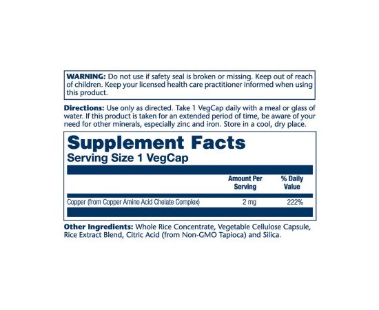 Придбати Copper 2mg - 100 caps, image , зображення 2, характеристики, відгуки