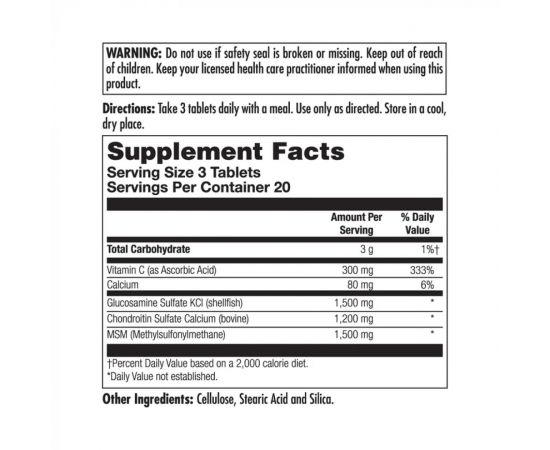 Придбати Glucosamine Chondroitin MSM - 60 tabs, image , зображення 2, характеристики, відгуки