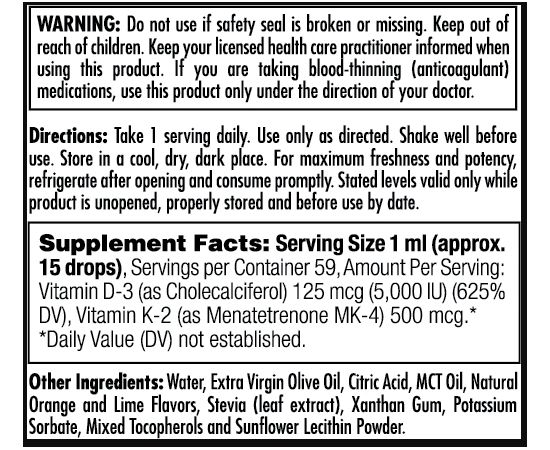 Придбати D3 K2 DropIns 125mcg - 2 oz Citrus, image , зображення 2, характеристики, відгуки
