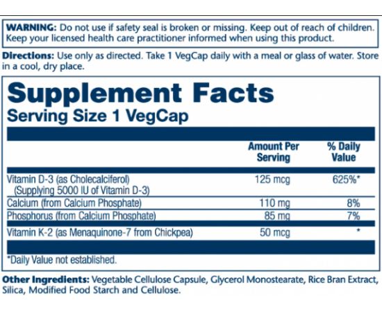 Придбати Vitamin D-3 & K-2 - 120 vcaps, image , зображення 2, характеристики, відгуки