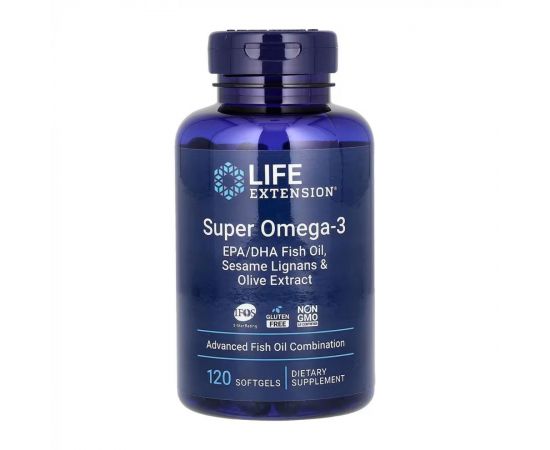 Придбати Super Omega-3 EPA/DHA Fish Oil Sesame Lignans & Olive Extract - 120 softgels, image , характеристики, відгуки