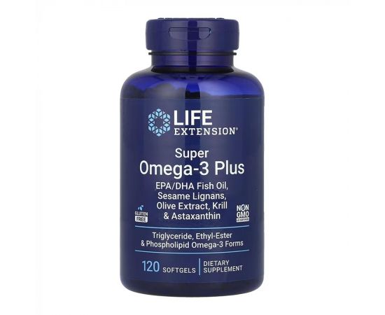 Купить Super Omega-3 Plus EPA/DHA Fish Oil, Sesame Lignans, Olive Extract, Krill & Astaxanthin - 120 softgels, фото , характеристики, отзывы