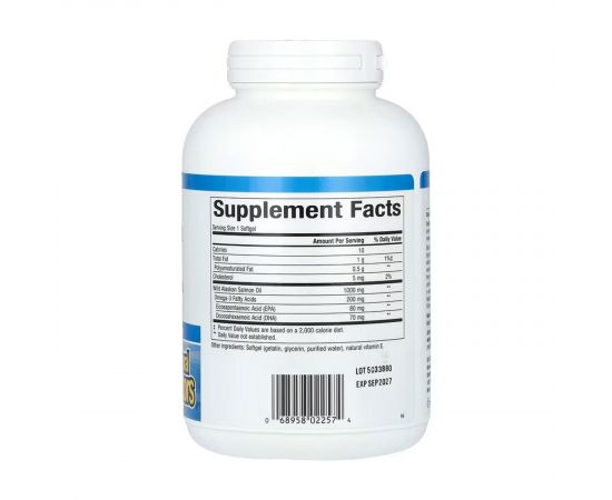 Придбати Wild Alaskan Salmon Oil 1000mg - 180 softgels, image , зображення 2, характеристики, відгуки