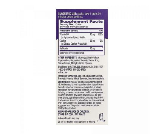 Придбати Time Release Melatonin 10mg - 60 tab, image , зображення 2, характеристики, відгуки