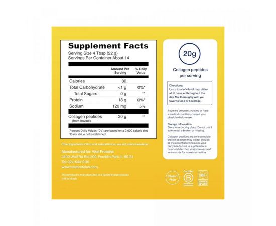 Придбати Collagen Peptides - 313g Lemon, image , зображення 2, характеристики, відгуки