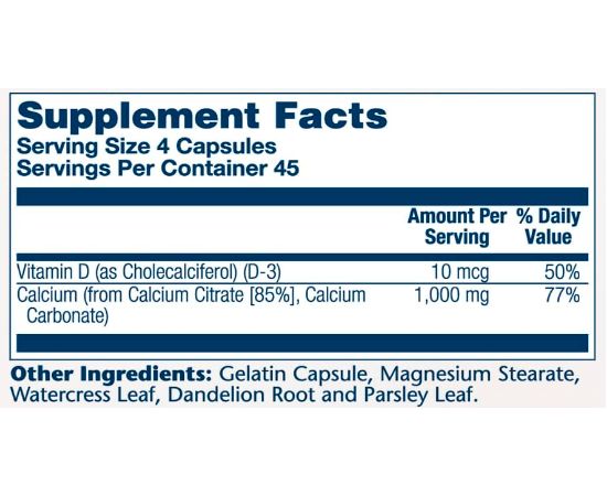 Придбати Calcium w/ D3 Citrate 1000mg - 90 caps, image , зображення 2, характеристики, відгуки