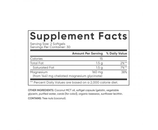 Придбати Magnesium Glycinate 160mg - 60 softgels, image , зображення 2, характеристики, відгуки