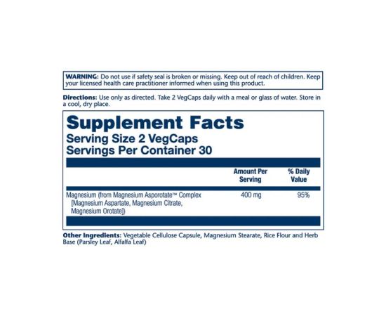 Придбати Magnesium Asporotate 400mg - 60 vcaps, image , зображення 2, характеристики, відгуки