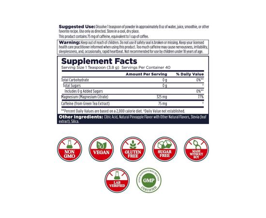 Придбати Energy Magnesium Powder - 153g Pineapple, image , зображення 2, характеристики, відгуки