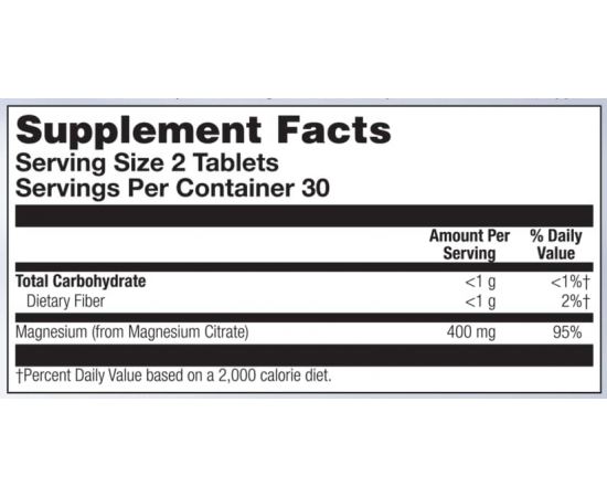 Придбати Magnesium Citrate 400mg - 60 tabs, image , зображення 2, характеристики, відгуки