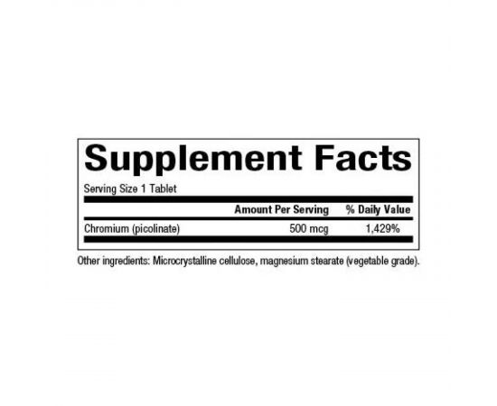 Придбати Chromium Picolinate 500mcg - 90 tabs, image , зображення 2, характеристики, відгуки