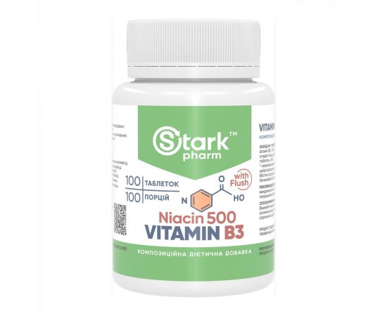 Придбати Stark Niacin Vitamin B3 with Flush 500mg - 100 tabs, image , характеристики, відгуки