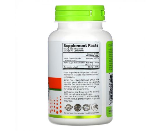 Придбати Vitamin C+D3 & Zinc - 100 caps, image , зображення 2, характеристики, відгуки
