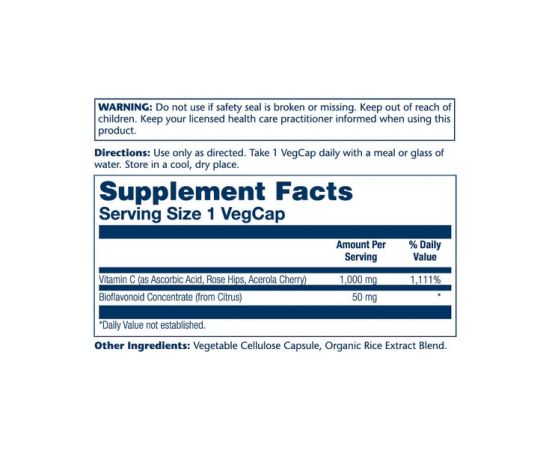 Придбати Vitamin C with Rose Hips, Acerola & Bioflavonoids 1000mg - 100 vcaps, image , зображення 2, характеристики, відгуки