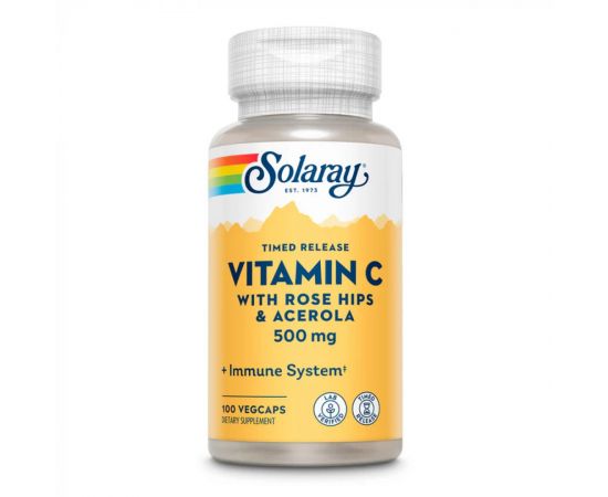 Придбати Vitamin C with Rose Hips & Acerola, Timed Release 500mg - 100 vcaps, image , характеристики, відгуки