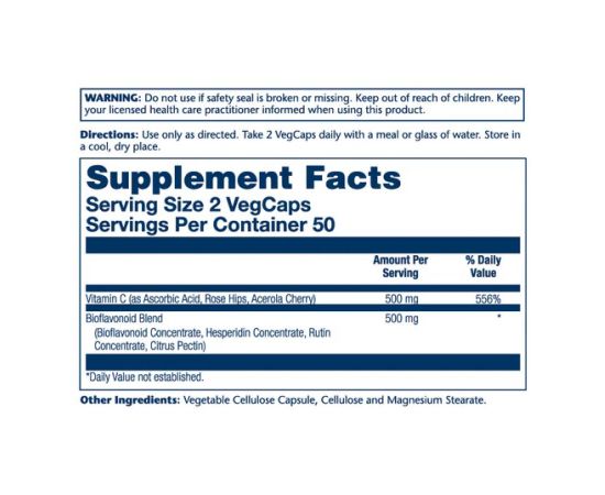 Придбати Vitamin C & Bioflavonoids 1:1 500mg - 100 vcaps, image , зображення 2, характеристики, відгуки