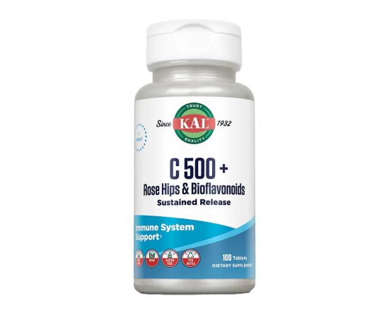 Придбати C 500 + Rose Hips & Bioflavonioids Sustained Release - 100 tabs, image , характеристики, відгуки