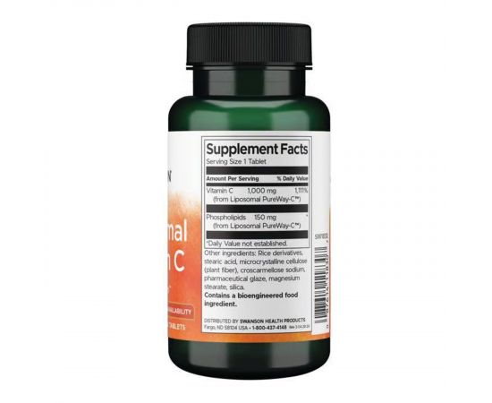 Придбати Liposomal Vitamin C - High Bioavailability 1000 mg - 60 tabs, image , зображення 2, характеристики, відгуки