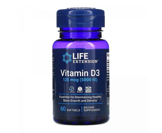 Придбати Vitamin D3 125 mcg (5000 IU) - 60 softgels, image , характеристики, відгуки