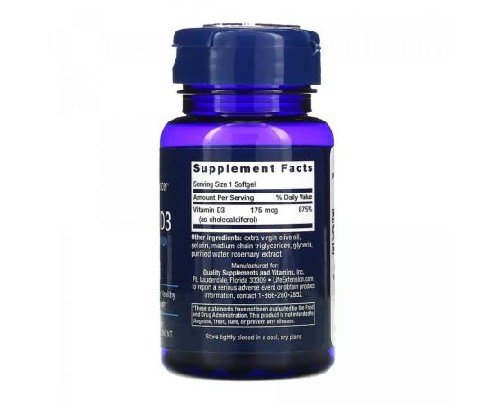 Придбати Vitamin D3 175 mcg (7000 IU) - 60 softgels, image , зображення 2, характеристики, відгуки