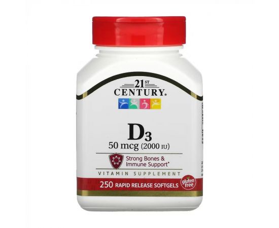 Придбати D3 50 mcg (2000 IU) - 250 softgels, image , характеристики, відгуки