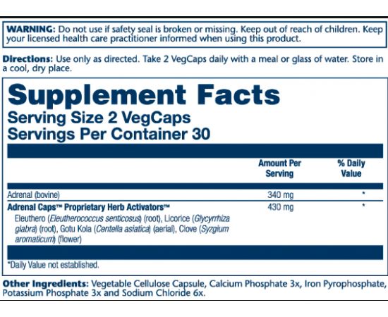 Придбати Adrenal 170mg - 60 vcaps, image , зображення 2, характеристики, відгуки