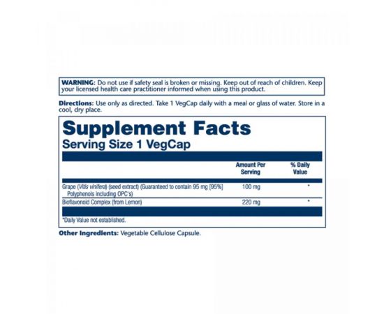 Придбати Grape Seed Extract 100mg - 60 vcaps, image , зображення 2, характеристики, відгуки