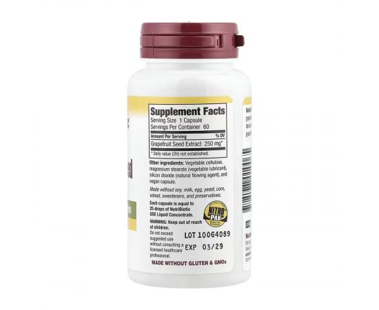 Придбати Grapefruit Seed Extract 250mg - 60 caps, image , зображення 2, характеристики, відгуки