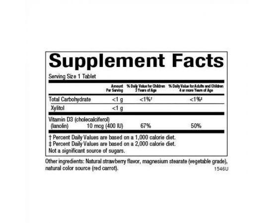 Придбати Vitamin D3 10 mcg (400 IU) - 250 tabs Berry Bunch, image , зображення 2, характеристики, відгуки