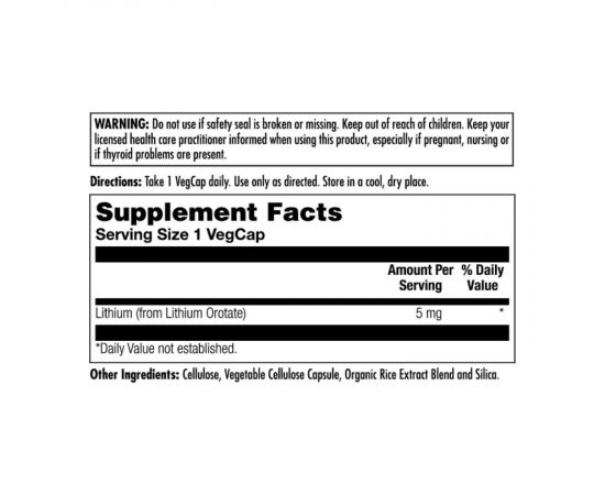 Придбати Lithium Orotate 5mg - 60 vcaps, image , зображення 2, характеристики, відгуки