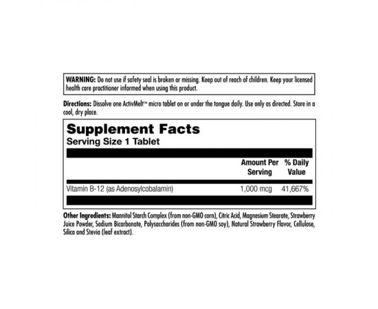 Придбати B12 Adenosylcobalamin 1000mcg - 90 tabs, image , зображення 2, характеристики, відгуки