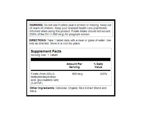 Придбати Methyl Folate 800mcg - 90 tabs, image , зображення 2, характеристики, відгуки