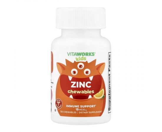 Придбати VitaWorks Kids Zinc - 120 chewables, image , характеристики, відгуки