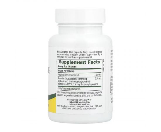 Придбати Ultra Pregnenolone with Bioperine - 60 caps, image , зображення 2, характеристики, відгуки