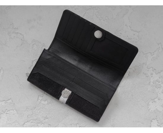 Купить Кошелек женский Ekzotic leather из натуральной кожи морского ската Черный (stw 79_1), фото , изображение 3, характеристики, отзывы