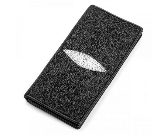 Купить Портмоне мужское Ekzotic Leather  из натуральной кожи морского ската Черное, фото , характеристики, отзывы