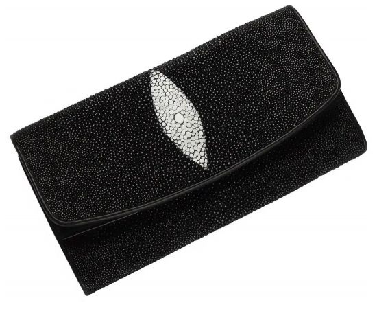 Придбати Кошелек женский из натуральной кожи морского ската Ekzotic Leather Черный (stw 15_1), image , характеристики, відгуки