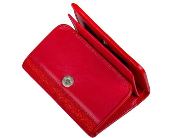 Купить Гаманець жіночий Ekzotic Leather (stw18_9) із натуральної шкіри морського ската червоний з квіткою, фото , изображение 3, характеристики, отзывы