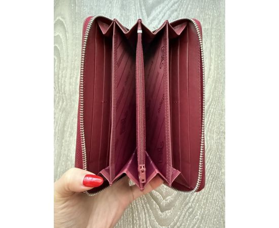 Придбати Кошелек женский на молнии бордовый с белой полоской из кожи ската Ekzotic leather stw30_6, image , зображення 3, характеристики, відгуки