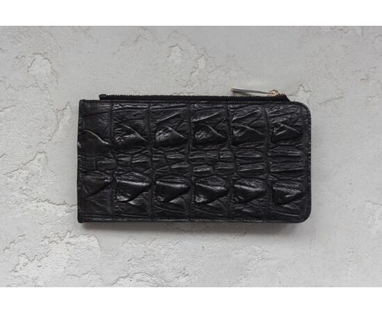 Купить Кошелек визитница из кожи крокодила на молнии Ekzotic Leather Черная (cw 87), фото , изображение 2, характеристики, отзывы