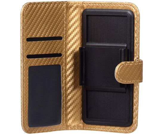 Купить Чехол-книжка TOTO Book Carbon Fiber Universal Cover 4,7-5,3" Gold, фото , изображение 2, характеристики, отзывы