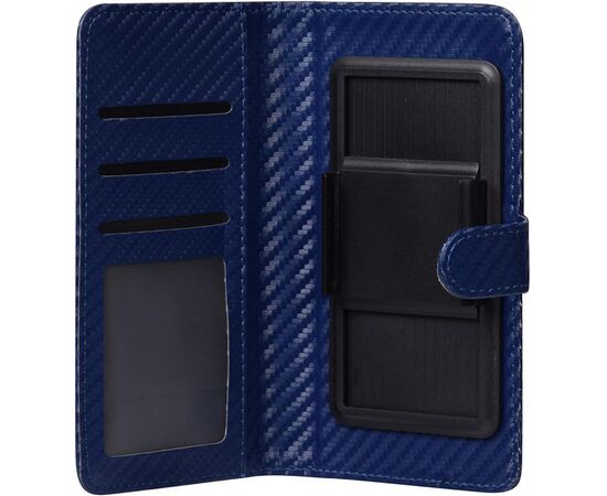 Купить Чехол-книжка TOTO Book Carbon Fiber Universal Cover 4,7-5,3" Navy Blue, фото , изображение 3, характеристики, отзывы