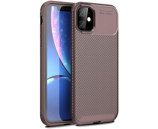 Придбати Чехол-накладка TOTO TPU Carbon Fiber 1,5mm Case Apple iPhone 11 Coffee, image , характеристики, відгуки