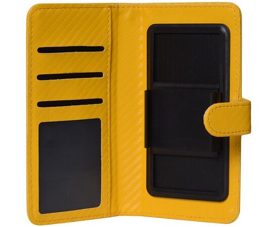 Придбати Чехол-книжка TOTO Book Carbon Fiber Universal Cover 5,5-5,7" Yellow, image , зображення 3, характеристики, відгуки