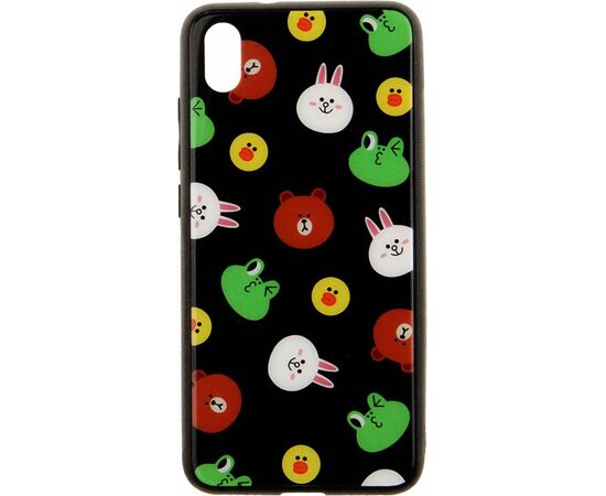 Купить Чехол-накладка TOTO Cartoon Print Glass Case Xiaomi Redmi 7A Line friends Black, фото , характеристики, отзывы