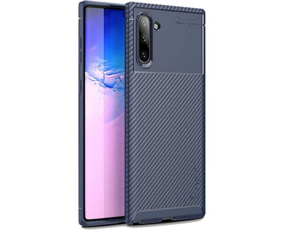 Придбати Чехол-накладка Ipaky Carbon Fiber Series/Soft TPU Case Samsung Galaxy Note 10 Navy Blue, image , характеристики, відгуки